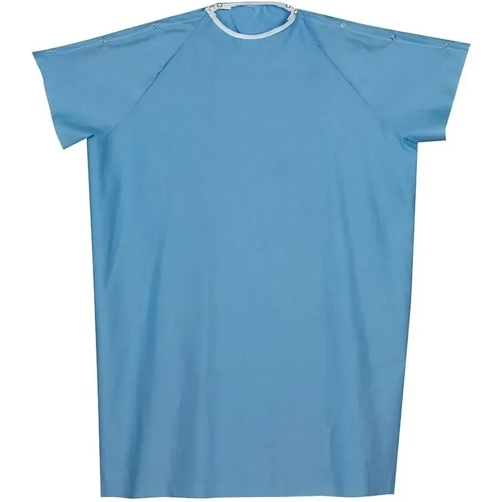 Халат для больничных пациентов женщин или мужчин с защелкой спины и плеч 36 дюймов длинные синие платья моющиеся открытой спиной