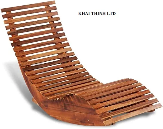 Rocking Sun Lounger Acacia Wood Garden Patio Recliner Rocker Chair Seat