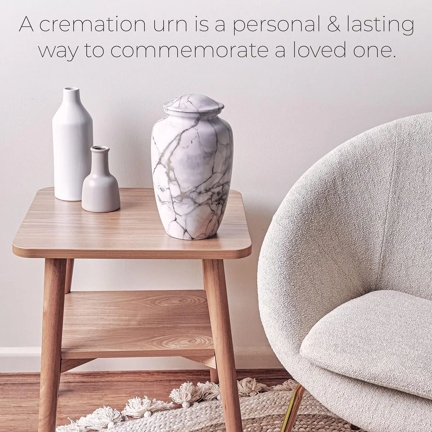 White Marble Finish Alloy Cremation Urn & Keepsake For Human Pet Cremated Ashes Funeral Supplies Memorial Burial Decorative Urns