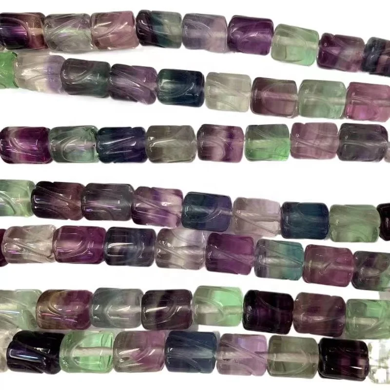 Premium Carved Tube Fluorite Beads Bracelet beads Wholesale Crystal Tube Fluorite stone beads