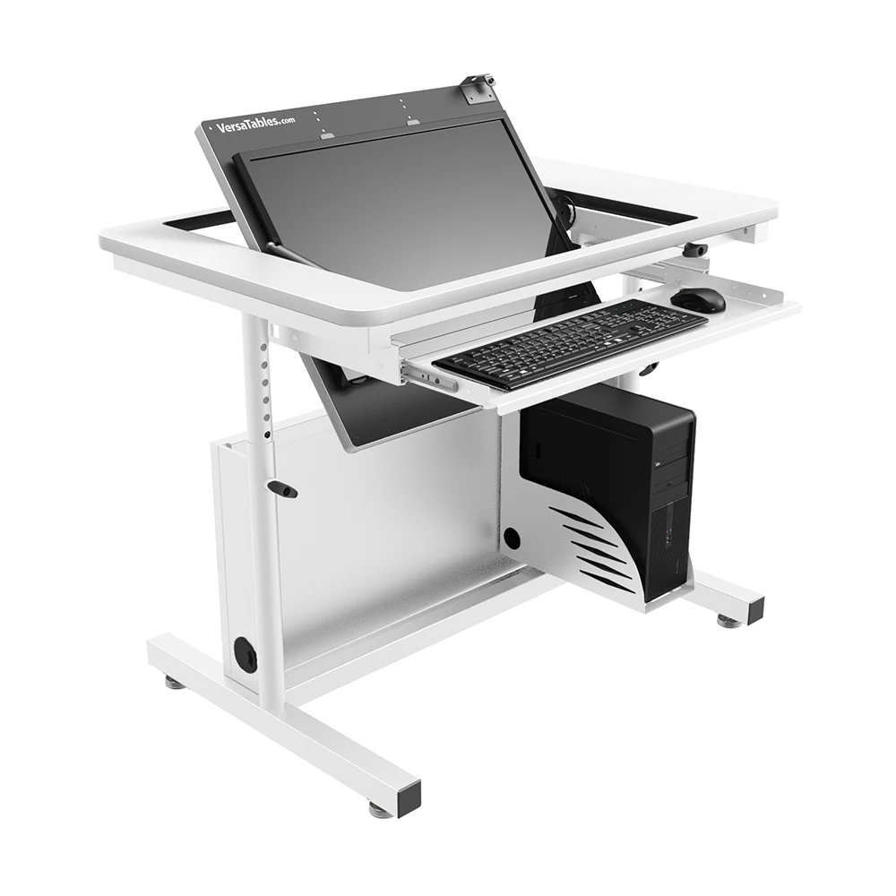 VersaDesk Revolution Adjustable Height Computer Desk  White/White