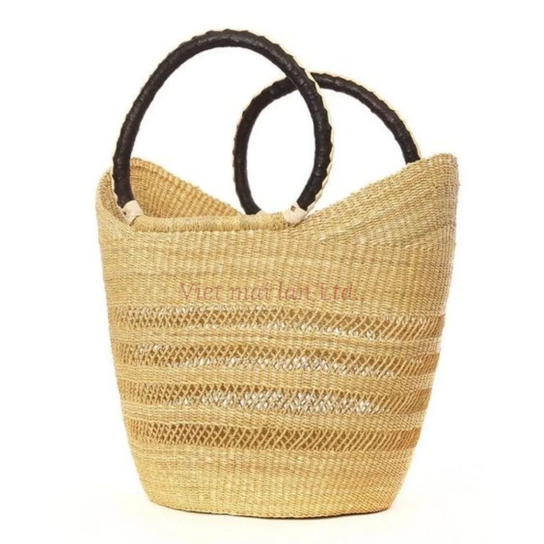 Seagrass Bags for Women Hand-woven Straw Small Hobo Bag Round Handle Ring Tote Retro Summer Beach Rattan bag