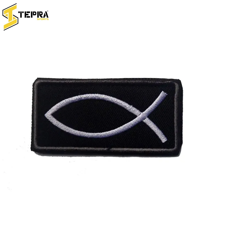 Christian Fish Symbol Tactical Emblem Badges Appliques Embroidered Patches For Clothing BY TEPRA SPORTS