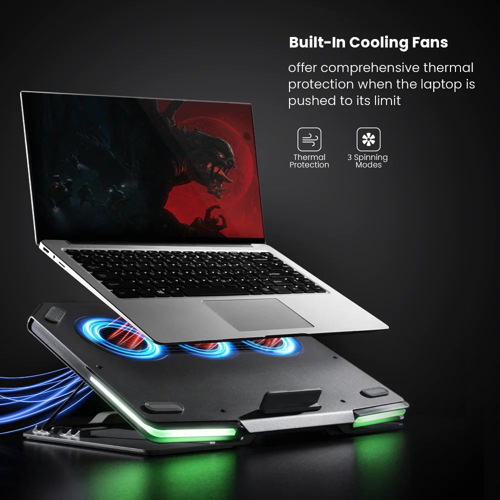 LCS02-1 RGB Освещение лучшая охлаждающая подставка для ноутбука с вентилятором игровой