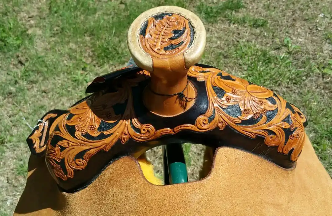 Handmade Genuine Leather Horse Western Saddle Floral Barrel racingHorse Riding Products Custom Durable Custom Sizes IN;34648
