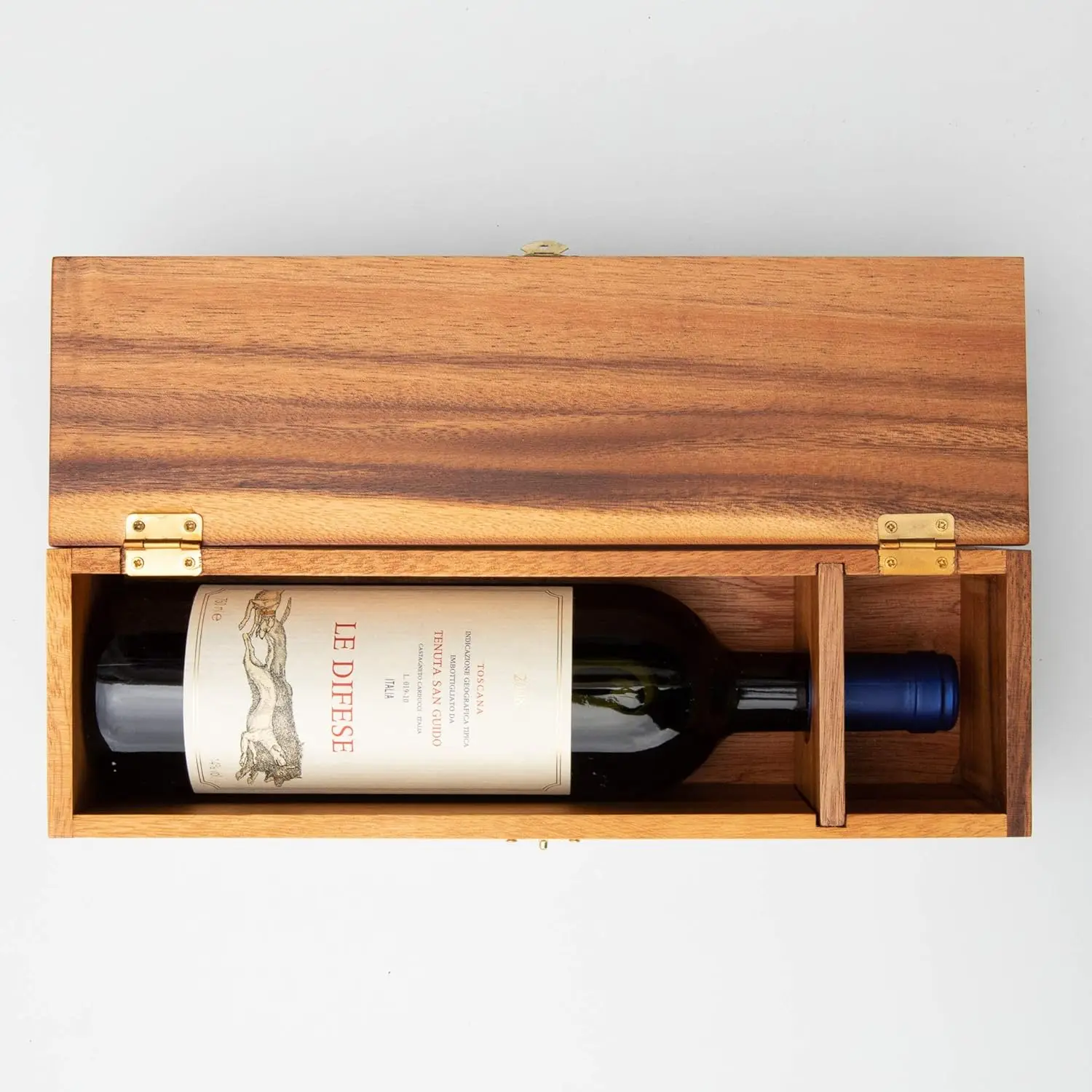 Acacia Wooden Wine Box with Secure Neck Ring Wine Bottle Holder Luxury Gift Box Packaging Men Gift Box