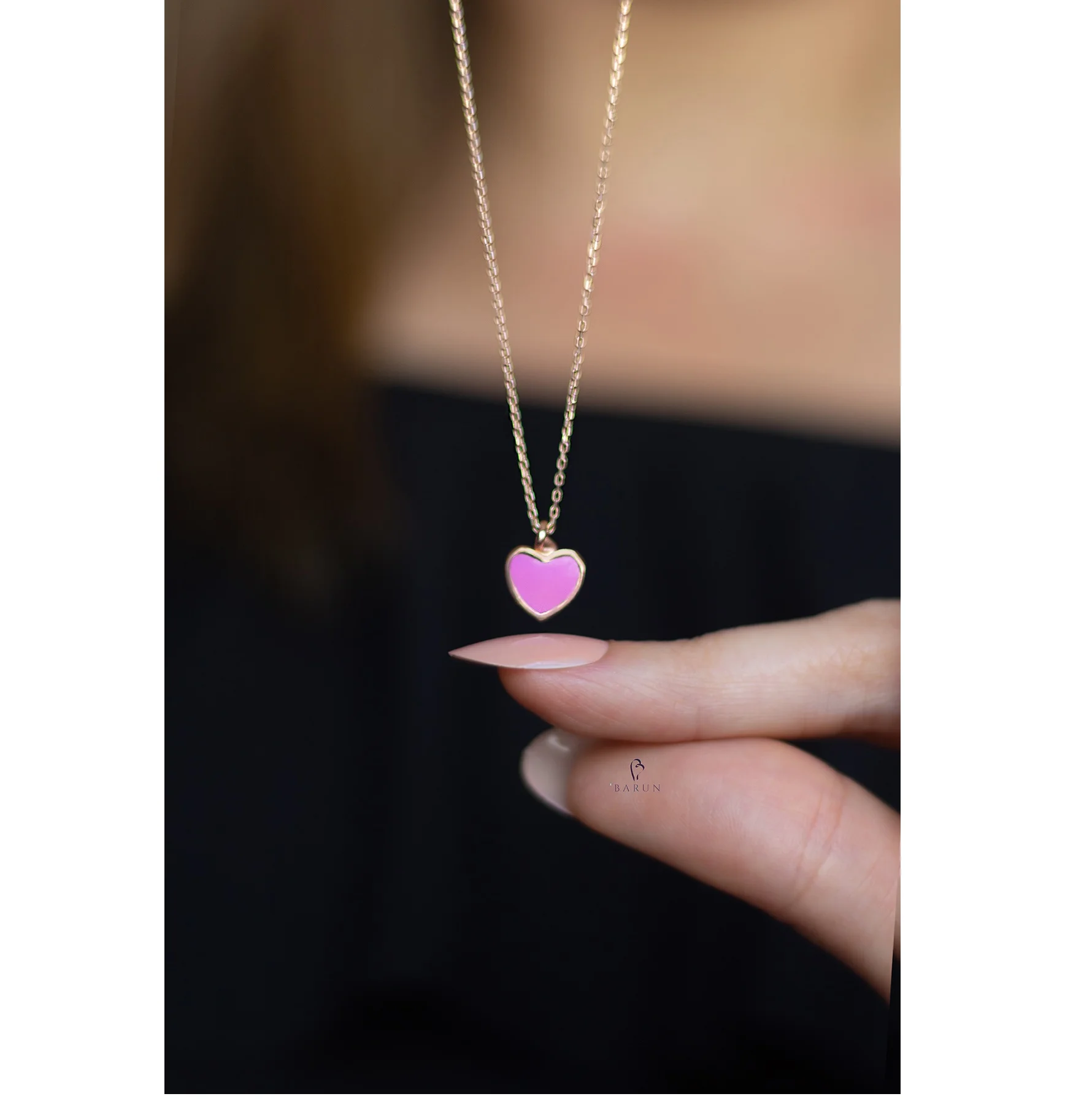 925 Sterling Silver Jewellery Necklace Neon Pink Necklace Enamel  Minimalist Love Necklaces Gift For Her