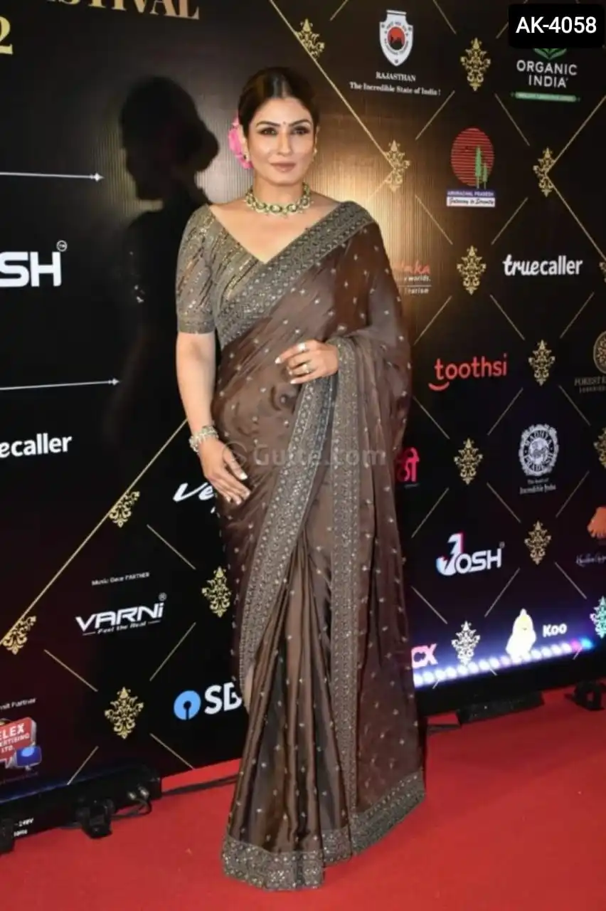 Trendy Indian Heavy Silk Saree with Fancy Sequence Thread Work and C Pallu with Lace Border Saree with Blouse for Women Wear