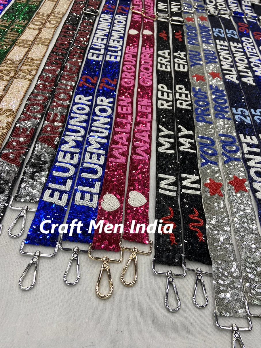 New Arrival Handmade Designer Ladies Beaded Mobile Phone strap Seed Bead Guitar Strap Game Day Strap Clear bag Strap Wholesale