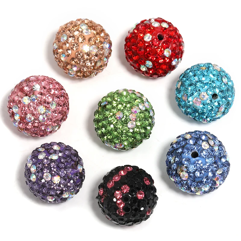 20pcs 16mm Loose Shambala Pave Rhinestone Crystal Diamond Polymer Clay Pave Beads