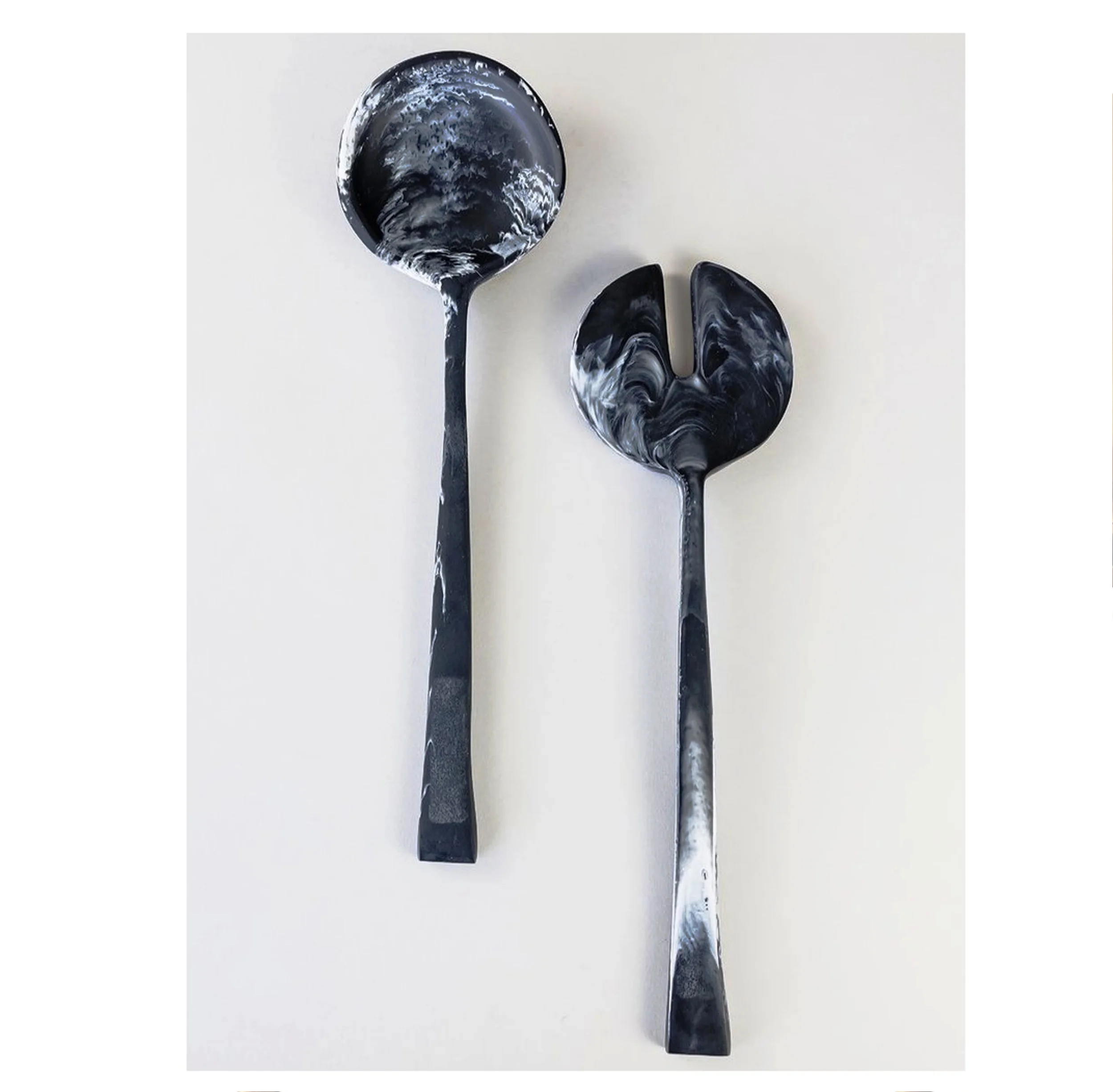 113 Customized Size & Color Resin Wooden Metallic Salad Servers 2 Piece Set High Quality Handmade Products Made In India