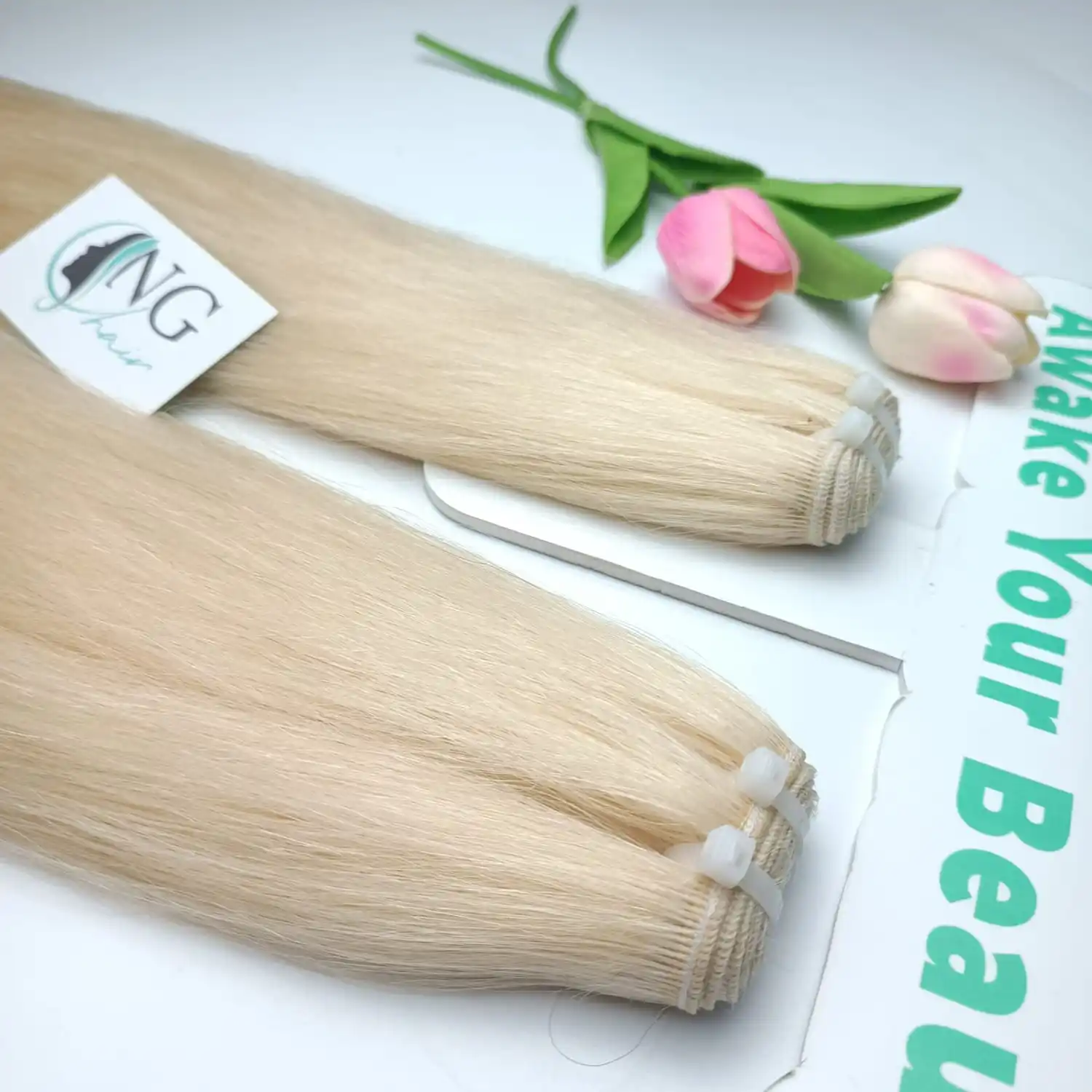 Top Product High Quality Straight Style Weft Hair Extensions With Blonde Color For Women