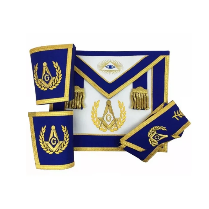 Masonic Blue Lodge Master Mason Collar Cuffs regalia Embroidery and Breathable Apron from pakistan