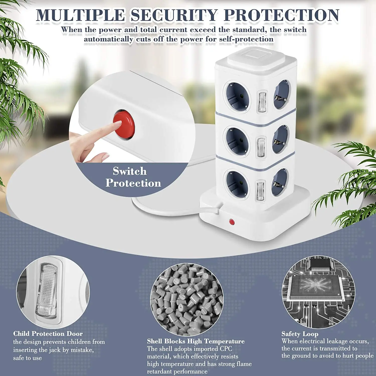 OEM EU Standard Cube Power Strip with USB Ports type C CE Outlet Sockets with 1.5M Extension Cord electrical switch power ball