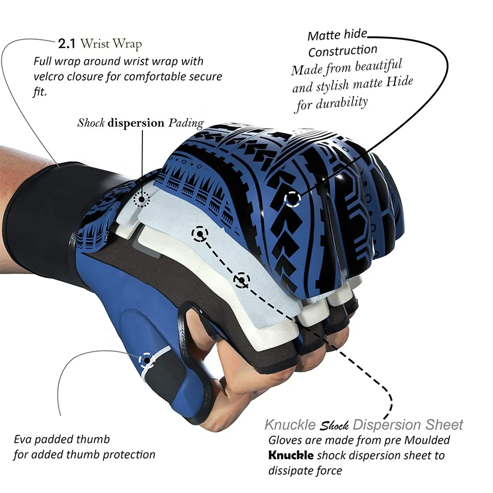 OEM Custom Half-Finger Boxing Gloves Open Palm UFC & Muay Thai Training Sparring Glove