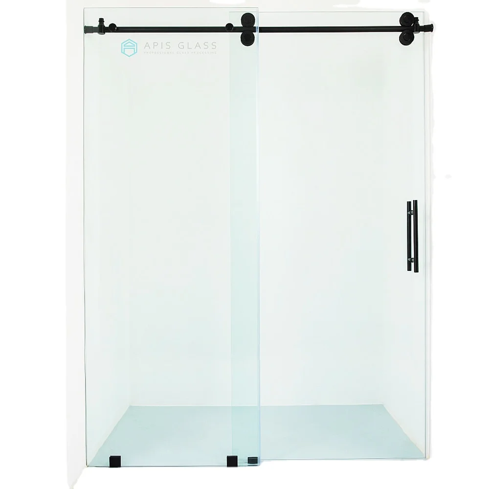 Wholesale high quality bathroom shower glass door small bathroom clear glass frameless double track sliding shower door