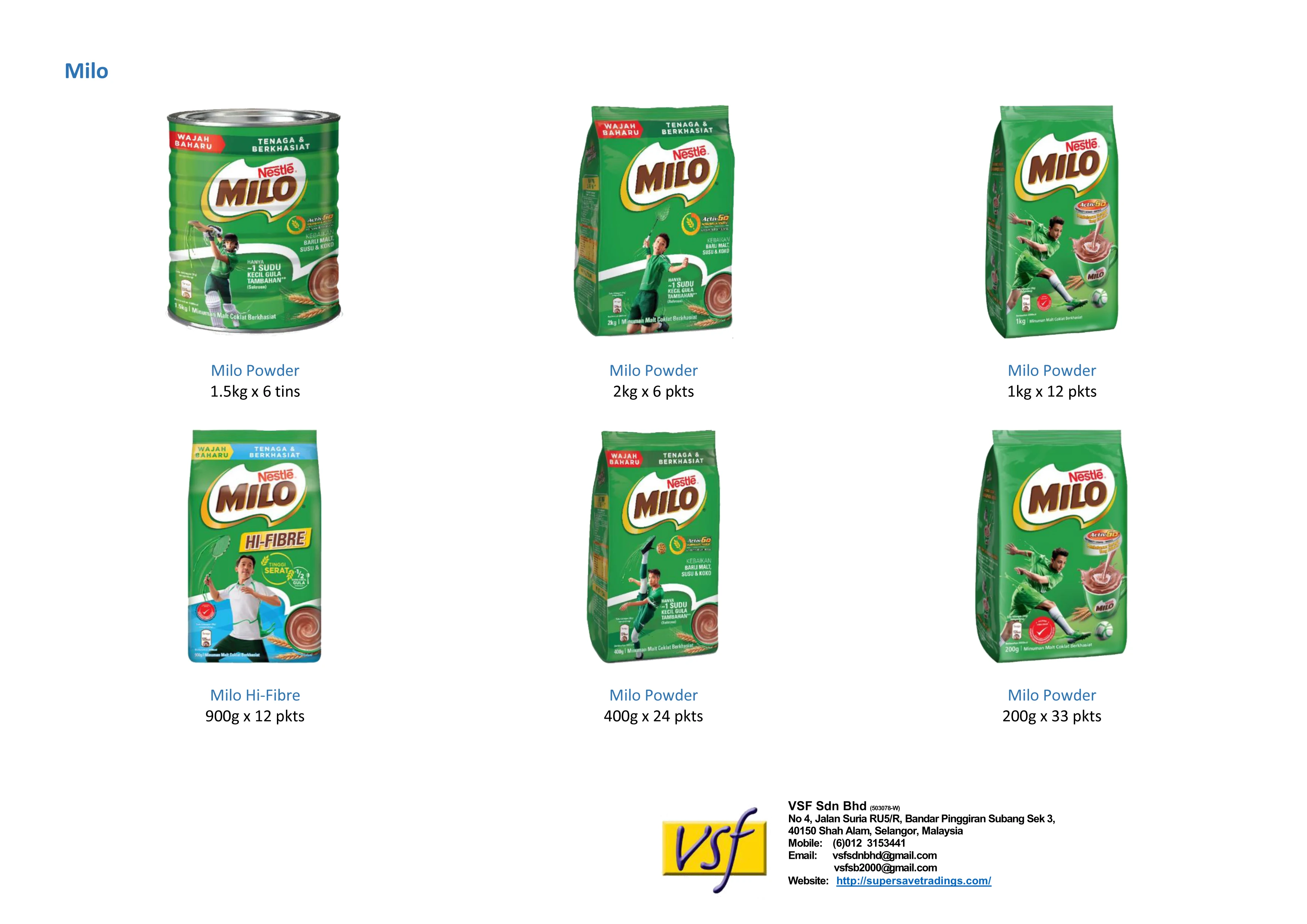 Milo Powder Instant Chocolate Powder Drink Small Packaging 400g x 24 pkts