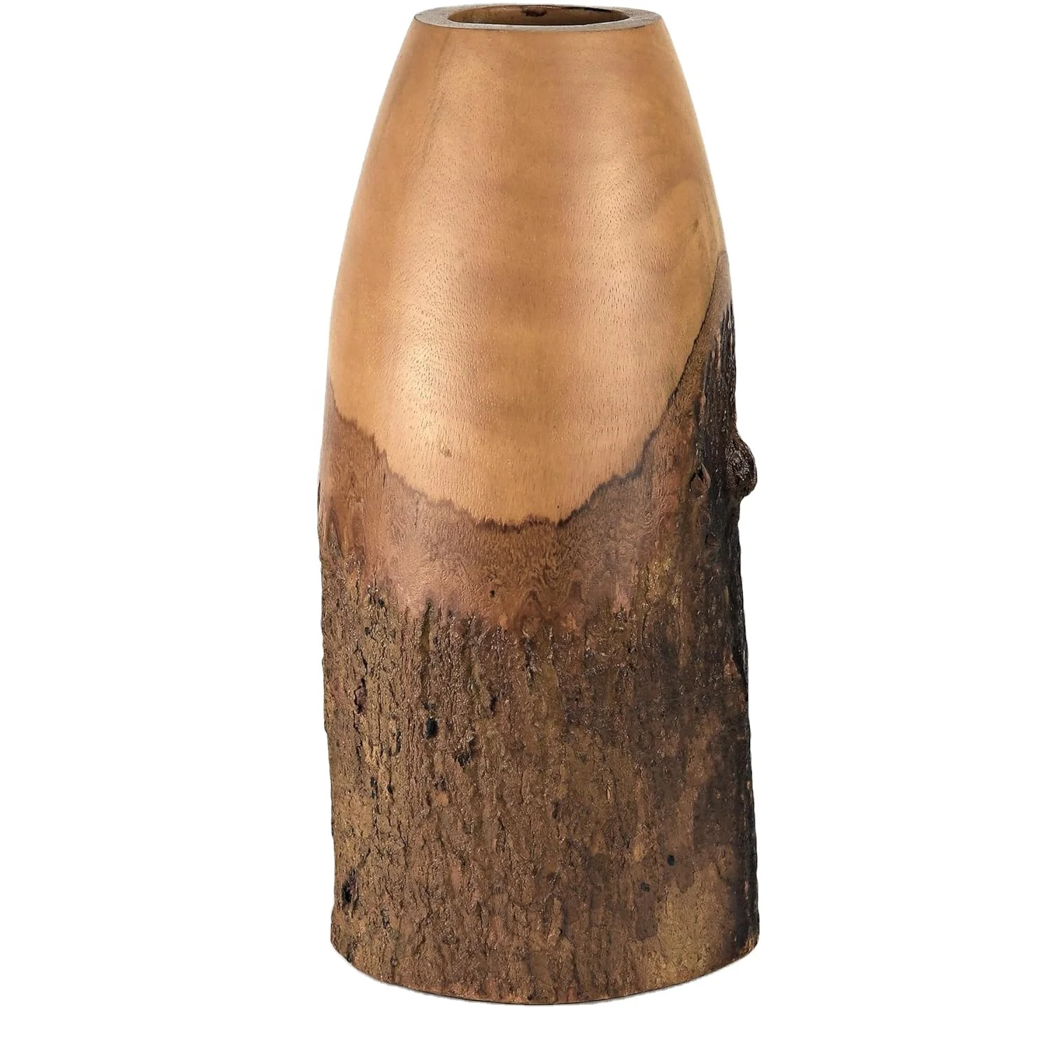 Handmade Natural Wood Vase Wooden Flower Vases Walnut Bark Vase for Home Office Table Decor Accessories