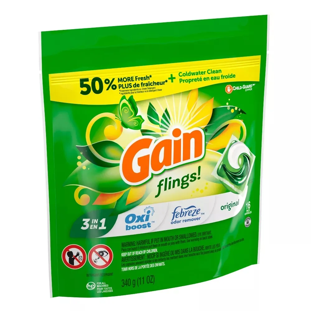 3 in 1 Liquid Laundry Detergent Soap Capsules 16 Count with Oxi Boost Frebreze Original-15 Dryer Sheet Pack for Clothes Care