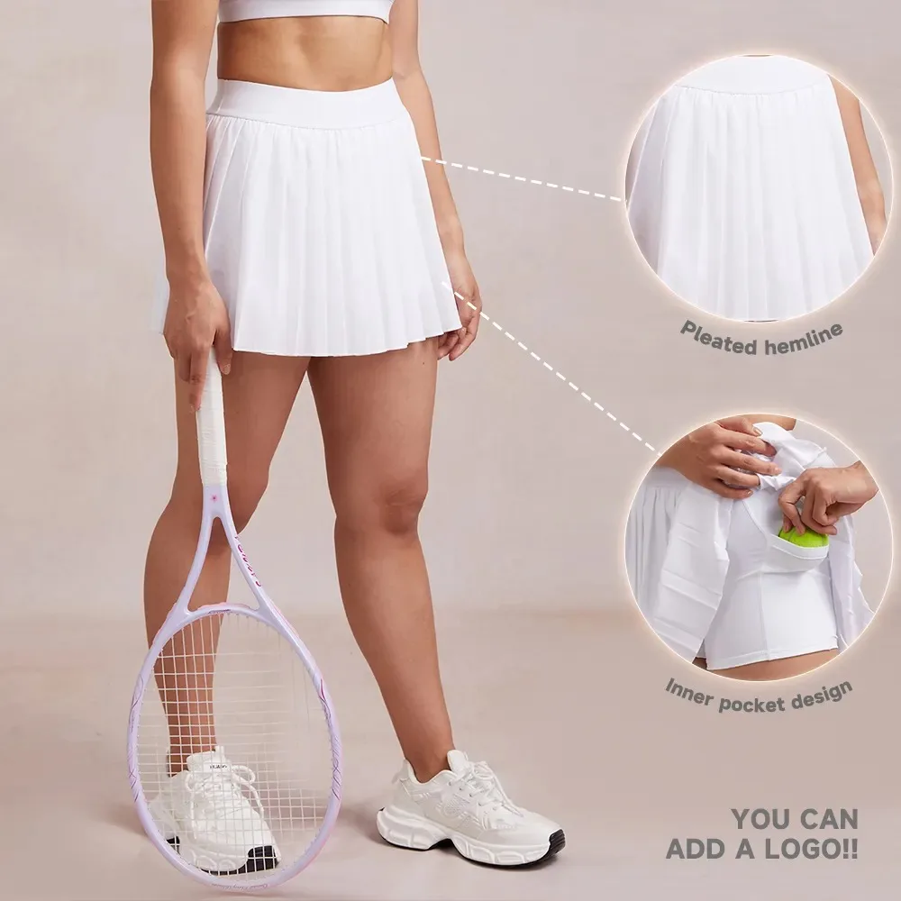 Summer Women Sportswear Clothes Pleated Gym Tennis Skirts  Shorts With Pockets Workout Pickleball Skirt
