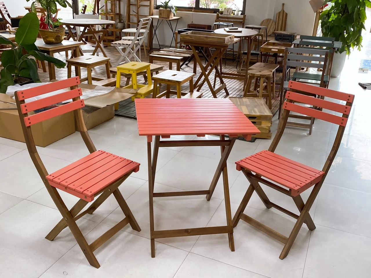 Bistro Chair for bistro table sets High quality Vietnamese acacia wood folding table and chair set for outdoor garden 13Dec 23v2
