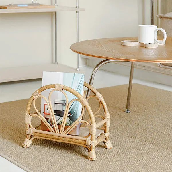 High Quality Rattan Magazine Rack Storage Basket Storage For Magazine And Book OEM Acceptable Custom from Vietnam