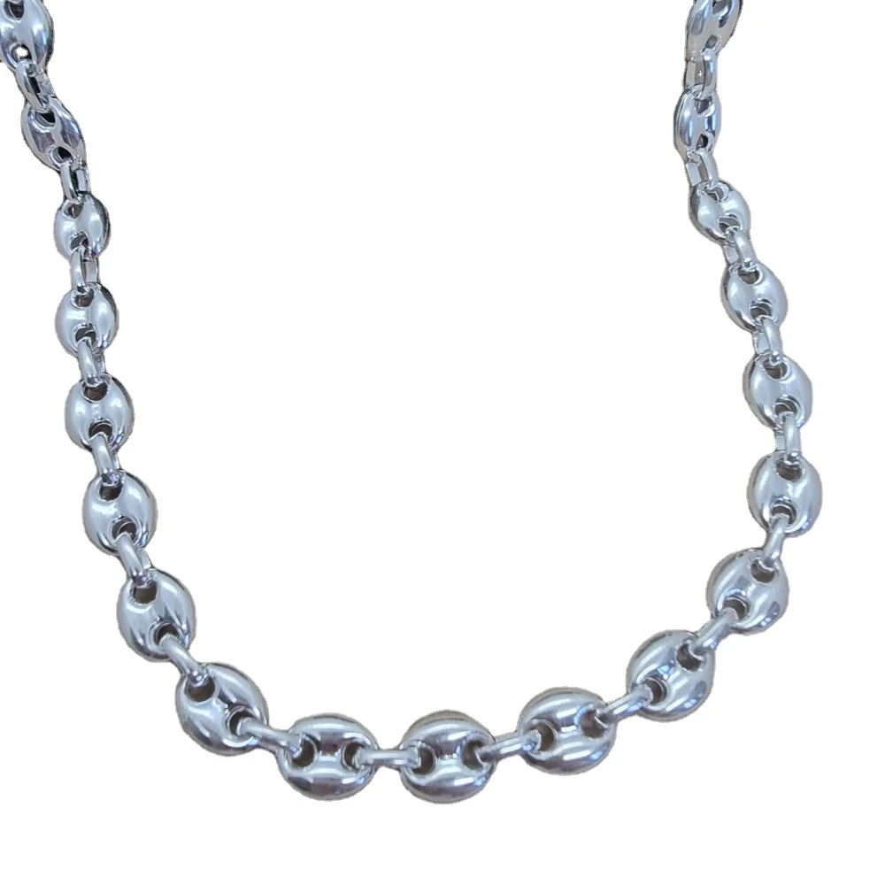 925 Sterling Silver Sailor Men Jewellery Women Unisex Link Chain  Coffee Bean Necklace Wholesale Mens Jewelry Trendy Hot Sale