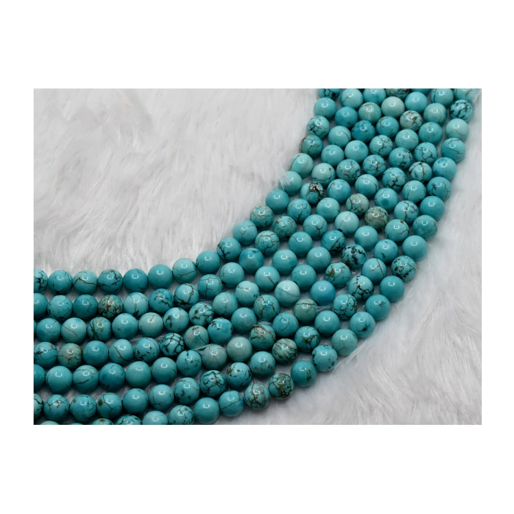 Elegant Turquoise Howlite Healing Gemstone Loose Round Beads Sd Sttrands 10MM Rounone Beads for Jewelry, Necklace Making