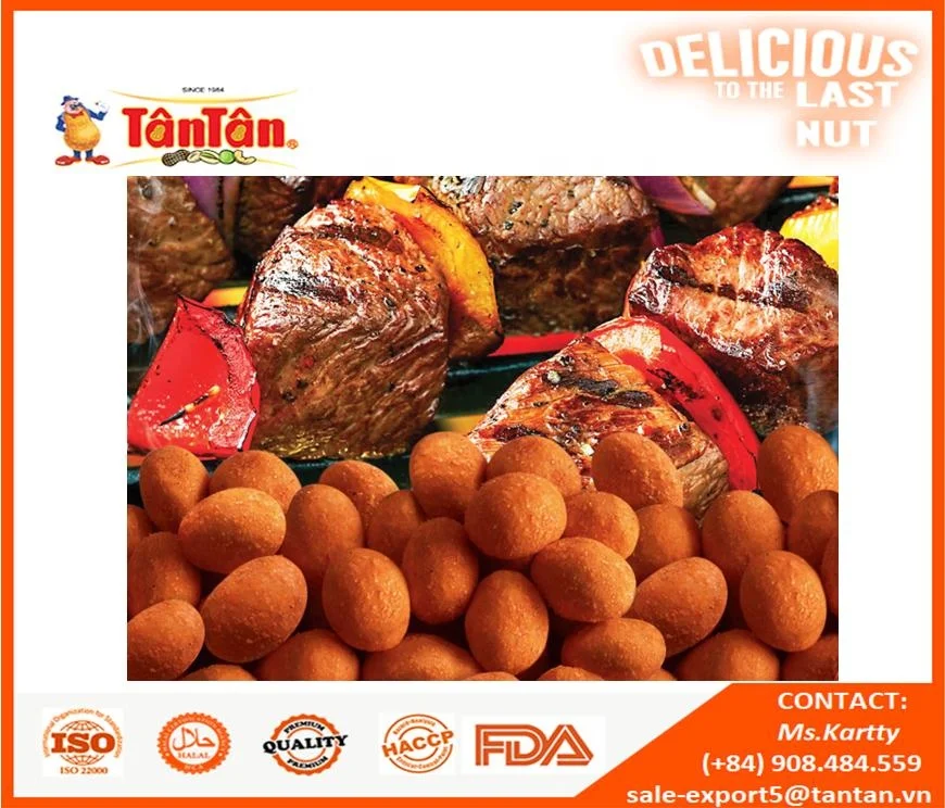 Компания TAN, ароматизированный арахис с барбекю, такой хрустящий в розничных продавцах, Упаковочная фабрика во Вьетнаме, готов к отправке, низкая цена