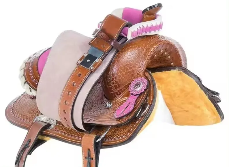 High Quality Demanded Pink Crystal Premium Leather Western Pleasure Trail Barrel Racing Horse Saddle At Wholesale Manufacture