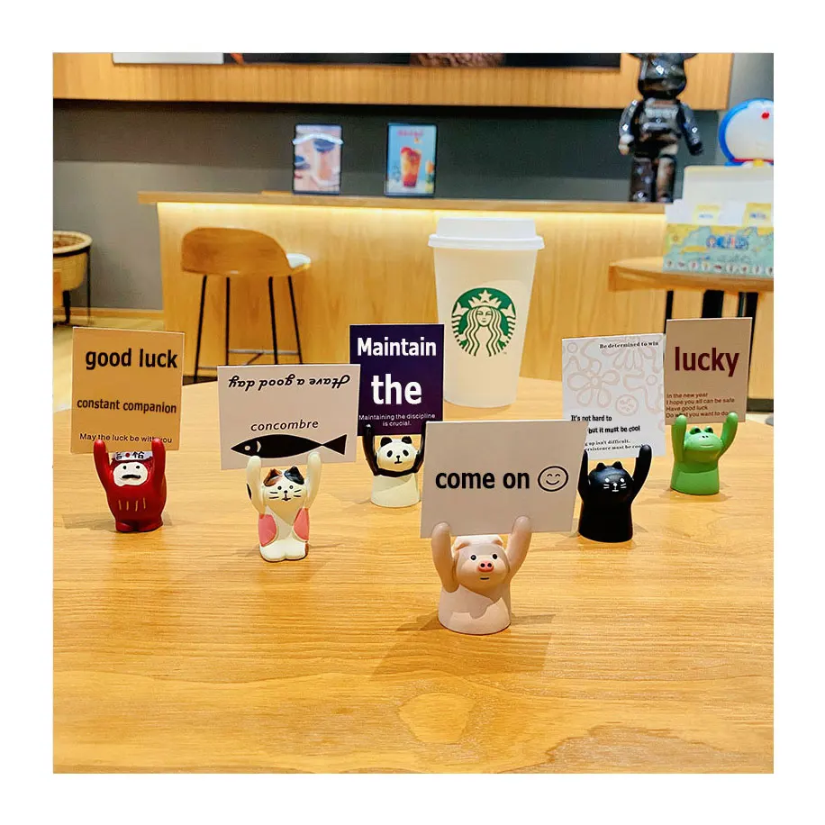 Creative Card Raising Pig Inspirational Decoration Desktop Home Decoration Business Card Photo Note Clip Small Gift Wholesale