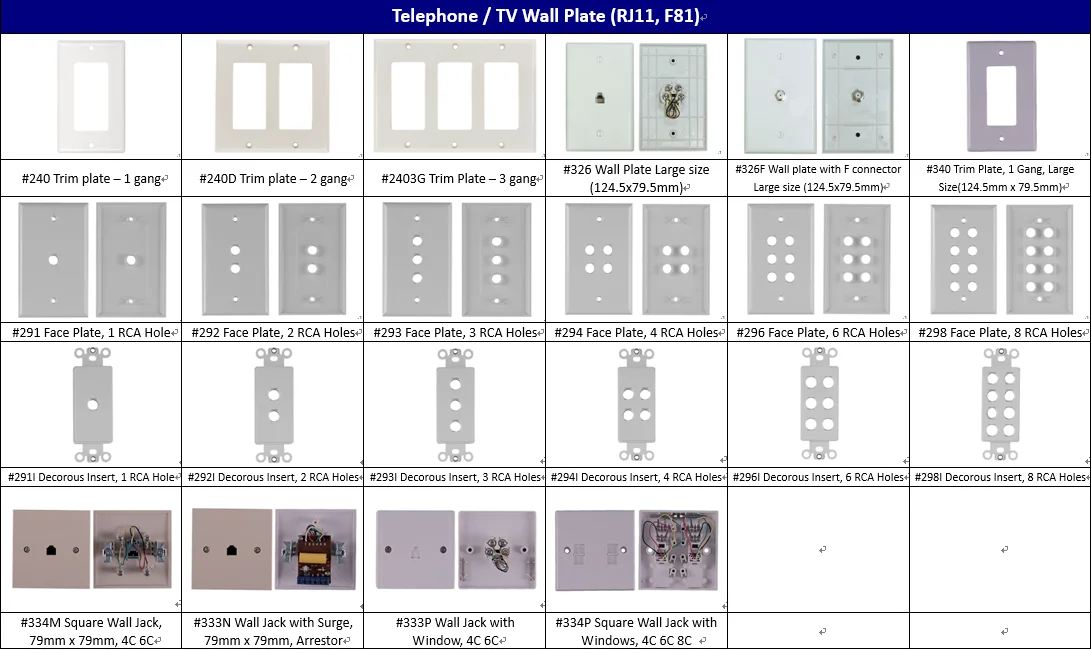 Wholesale Price Standard Wall Plate Cover for Telephone and Ethernet