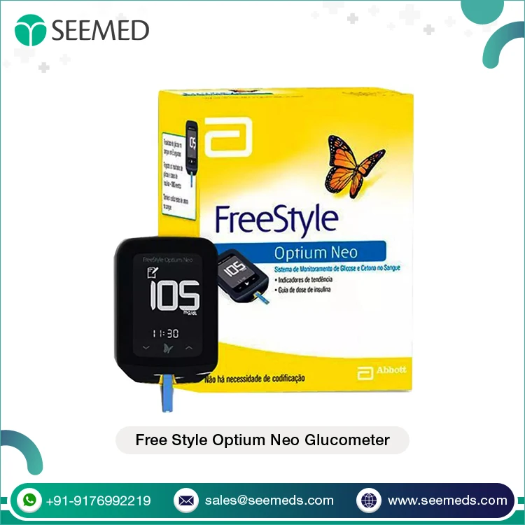 High-contrast LCD Display No Coding Required Blood Sugar Level Test Free Style Optium Neo Glucometer at Best Price