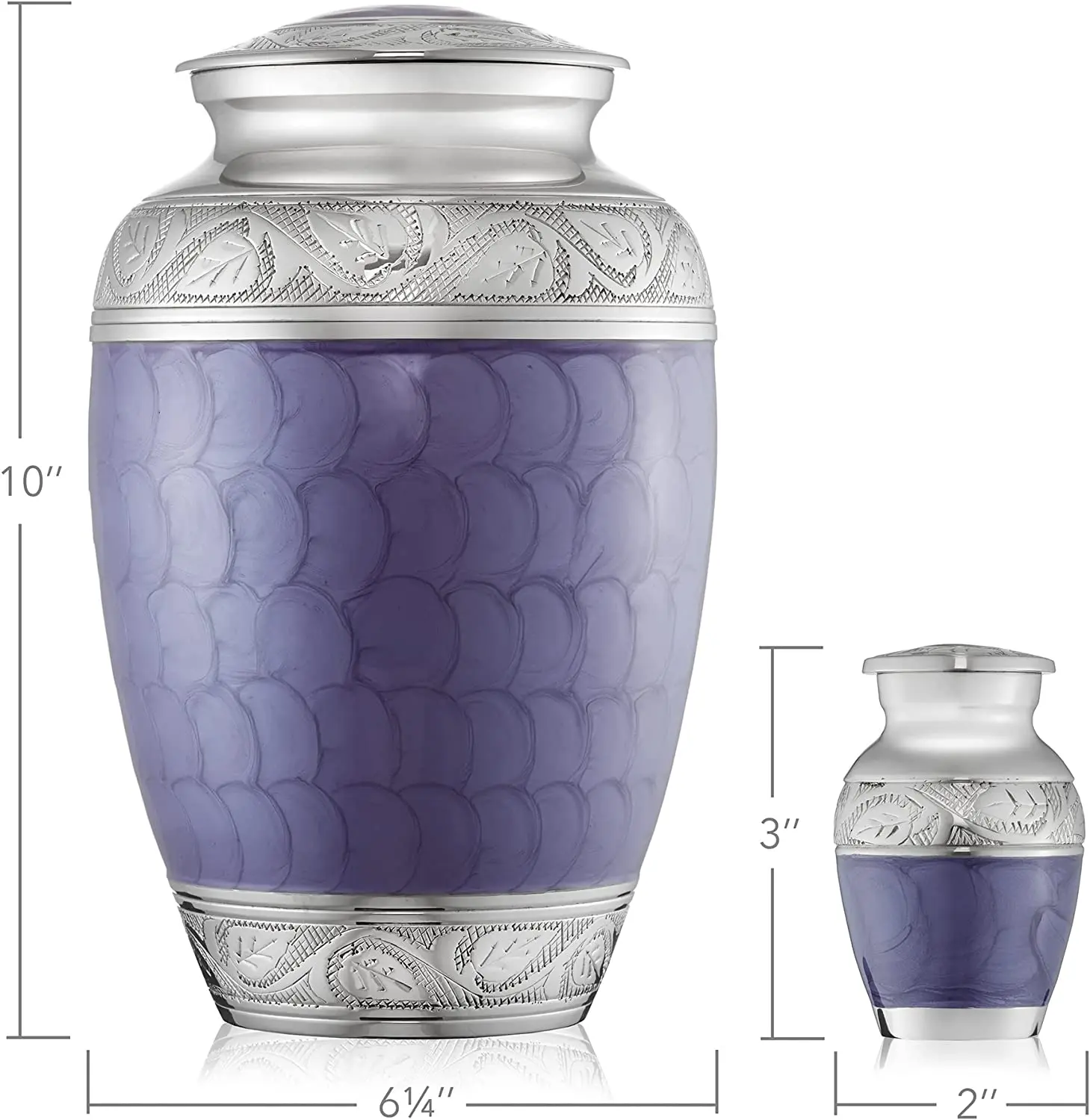 Stunning Purple and Silver Brass Cremation Urns  Premium Metal Urns for Ashes