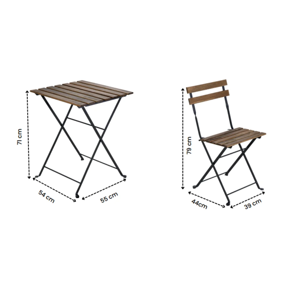 Vietnam BeNK Durable Cheap Price Acacia Garden Furniture Foldable Coffee Table and Chair Set Bistro Balcony Set