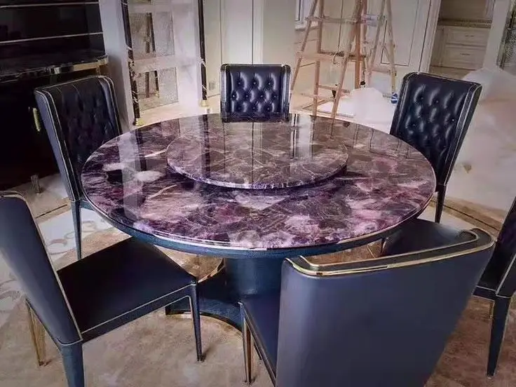 Backlit Amethyst Gemstone Table Top / Semi Precious Gemstone Amethyst Table Top