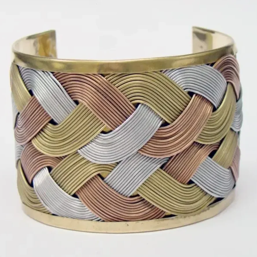 Custom made Jewelry Three Metal Wire Cuff Bracelet Woven design ladies gifting best product Bracelet and Bangle Fine Jewelry