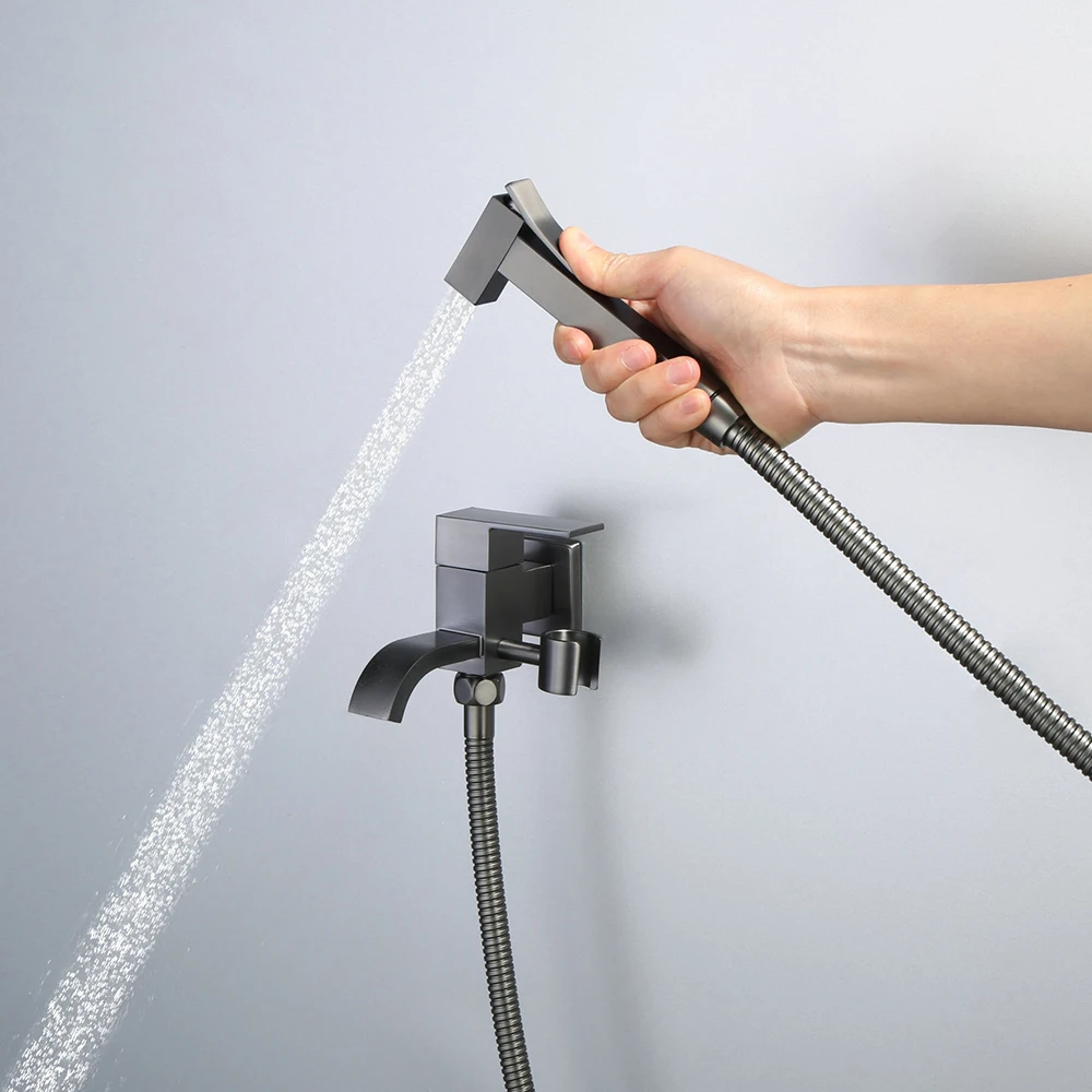 Brass Bidet Faucet Wall Mounted Toilet Faucet Shower with Handheld Sprayer Shower Chrome Shower Bidet
