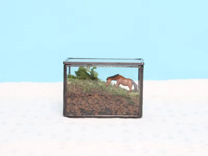 Preserved Moss Terrarium  Metal Vessel With Glass