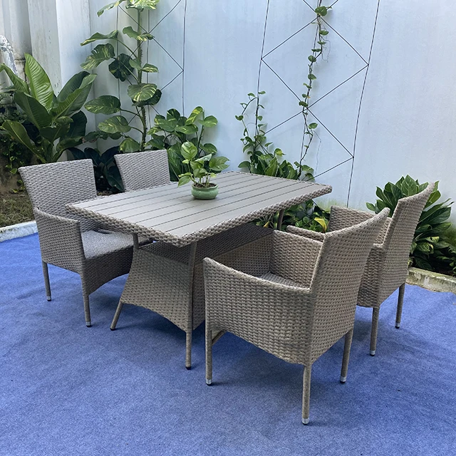 MODERN RATTAN KNITTING FURNITURE 1 TABLE 4 STACKING CHAIR REASONABLE PRICE IN VIET NAM