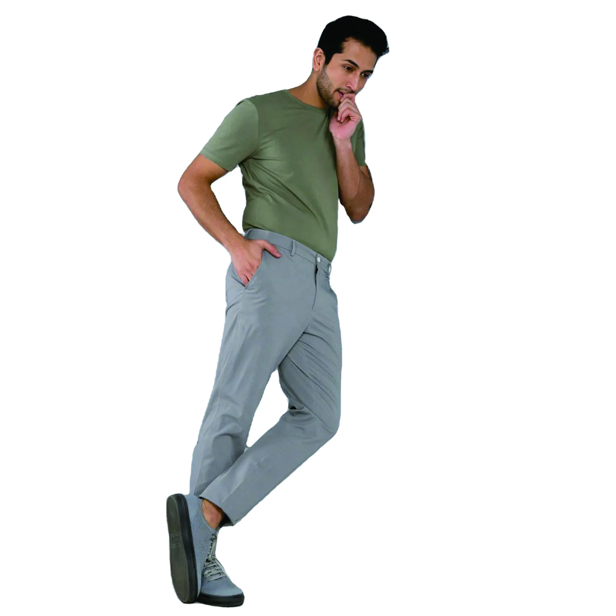 2023 Chino Pants Men Stretch Slim Classic Fit Casual Summer Pants Trousers Thin Cotton Elastic Waist Korean Male Business Light