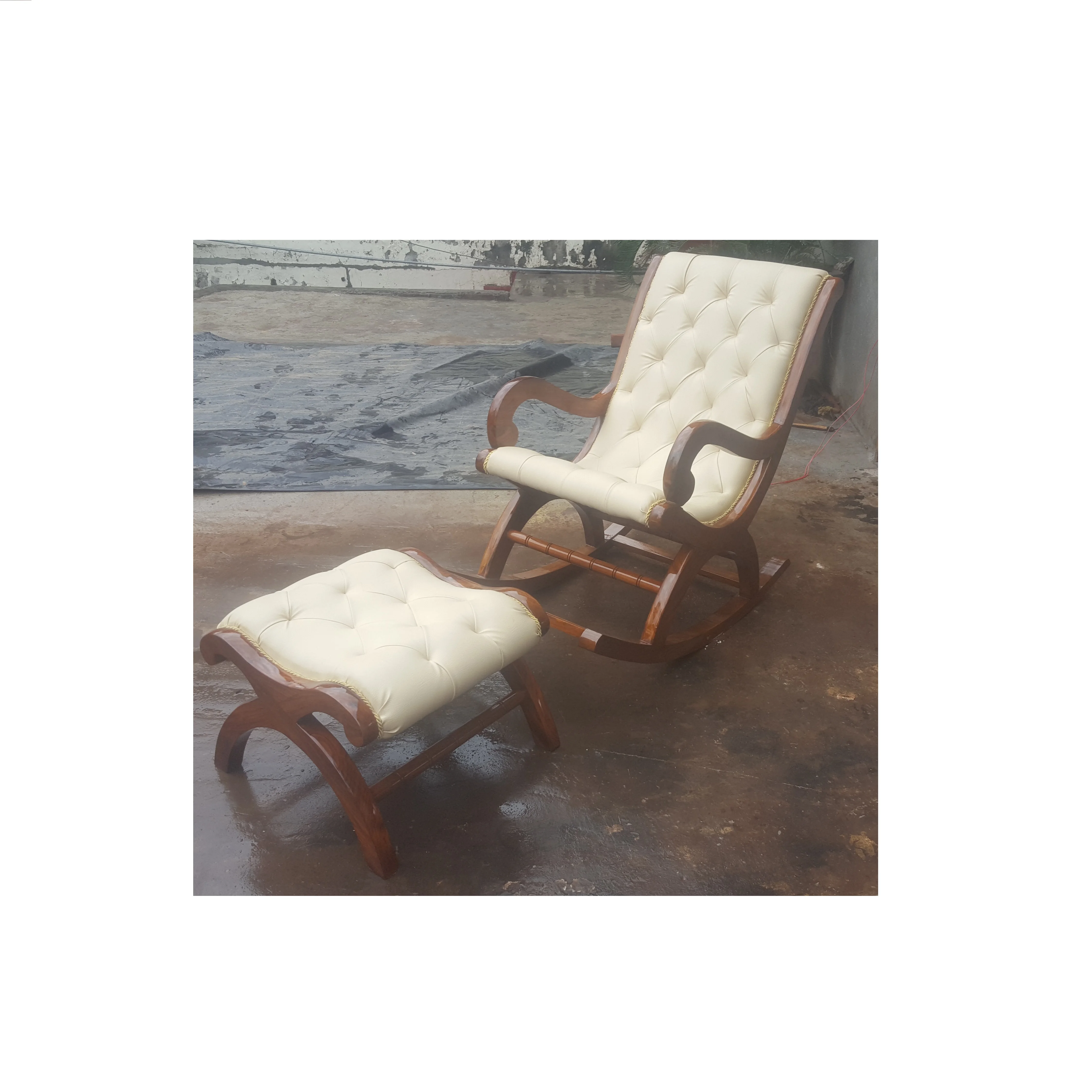 Comfy Modern Rocking Chair solid Wooden structure For Bedroom Or Living Room PU Leather Soft Comfortable Chairs Home Furniture