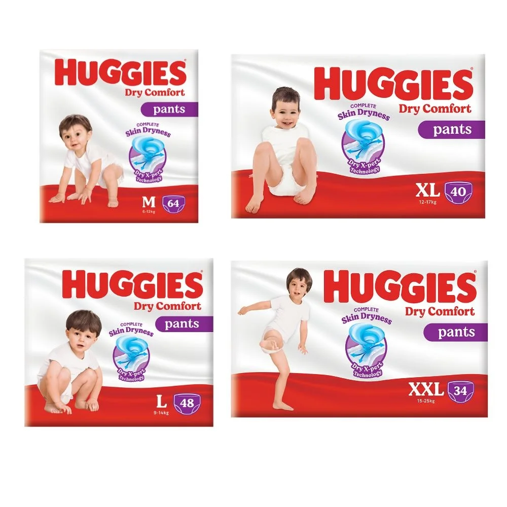 Полная сухость кожи сухие брюки X-pert технологии Huggies сухой Комфорт Подгузники Размер XXL 34 для младенцев