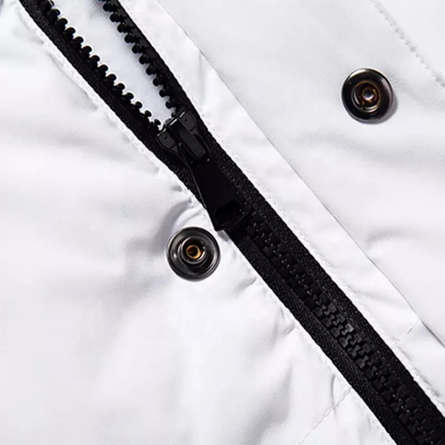 Custom OEM Zip Stand Collar Patch Faux Leather Padded Cropped Bubble Down Puffer Jacket for Men