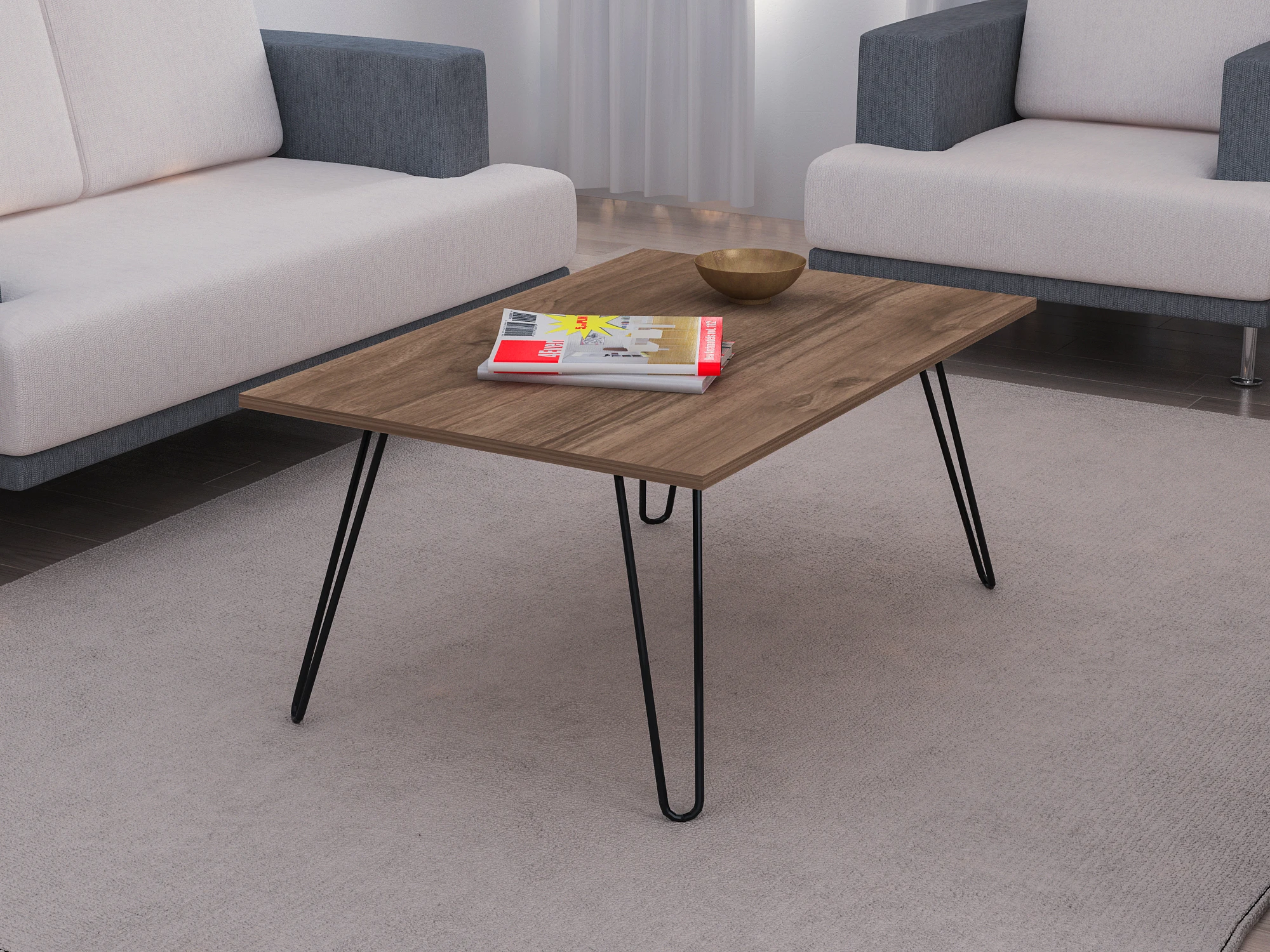 Deren Iron Foot Coffee Table Walnut