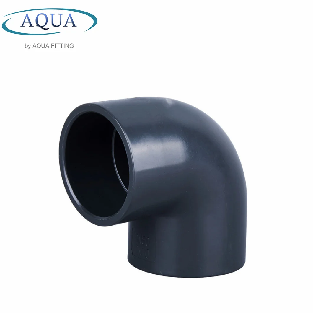 High Quality China Plastic Pipe Fittings Round UPVC 90 Degree Elbow Pn16