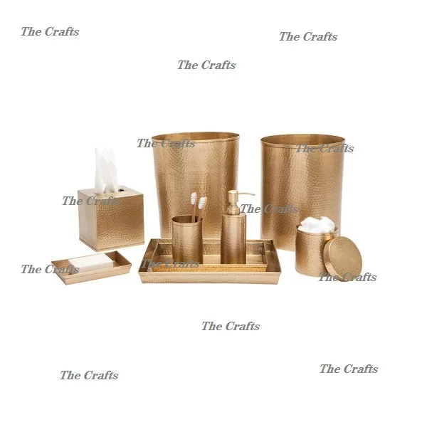 Fabulous Design Metal Gold Color Bathroom Set Of 7 Different Shape For Home And Hotel Bathroom Accessories