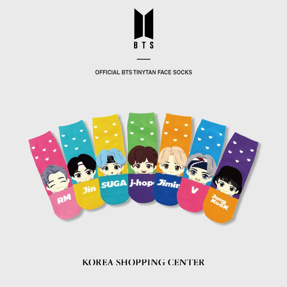 Official Tinytan face socks Korea gift army fanclub k-pop Bangtan boys goods merchandise custom made Suga Jung kook Jin RM