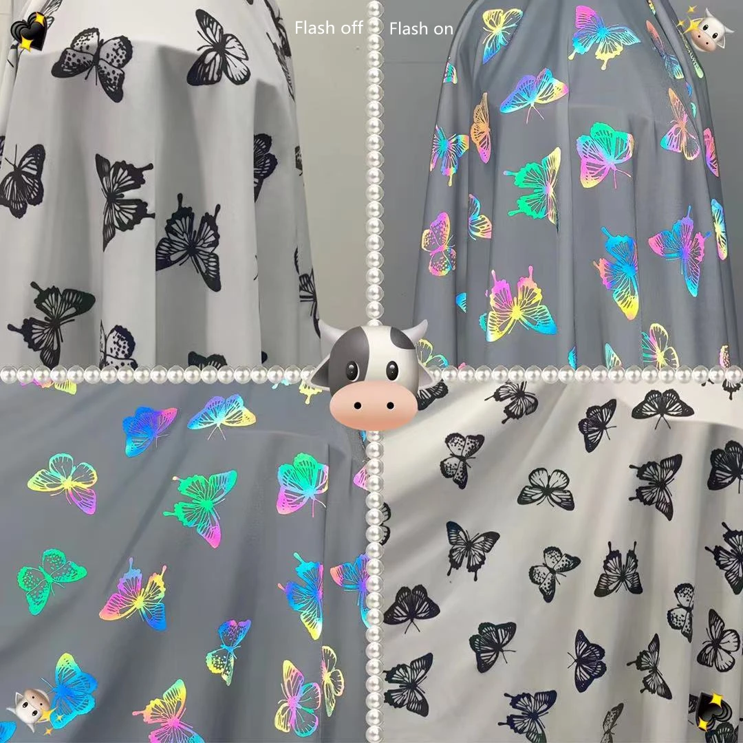 Rainbow reflective clothing fabric brocade fabric 100Polyester Fabric garments manufacturer