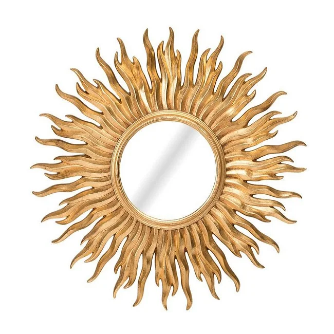 Small Mirrors Wall Decor Iron Handcrafted Sunburst Design Golden Decorative Wall Mirror for Living Room 31 x 31